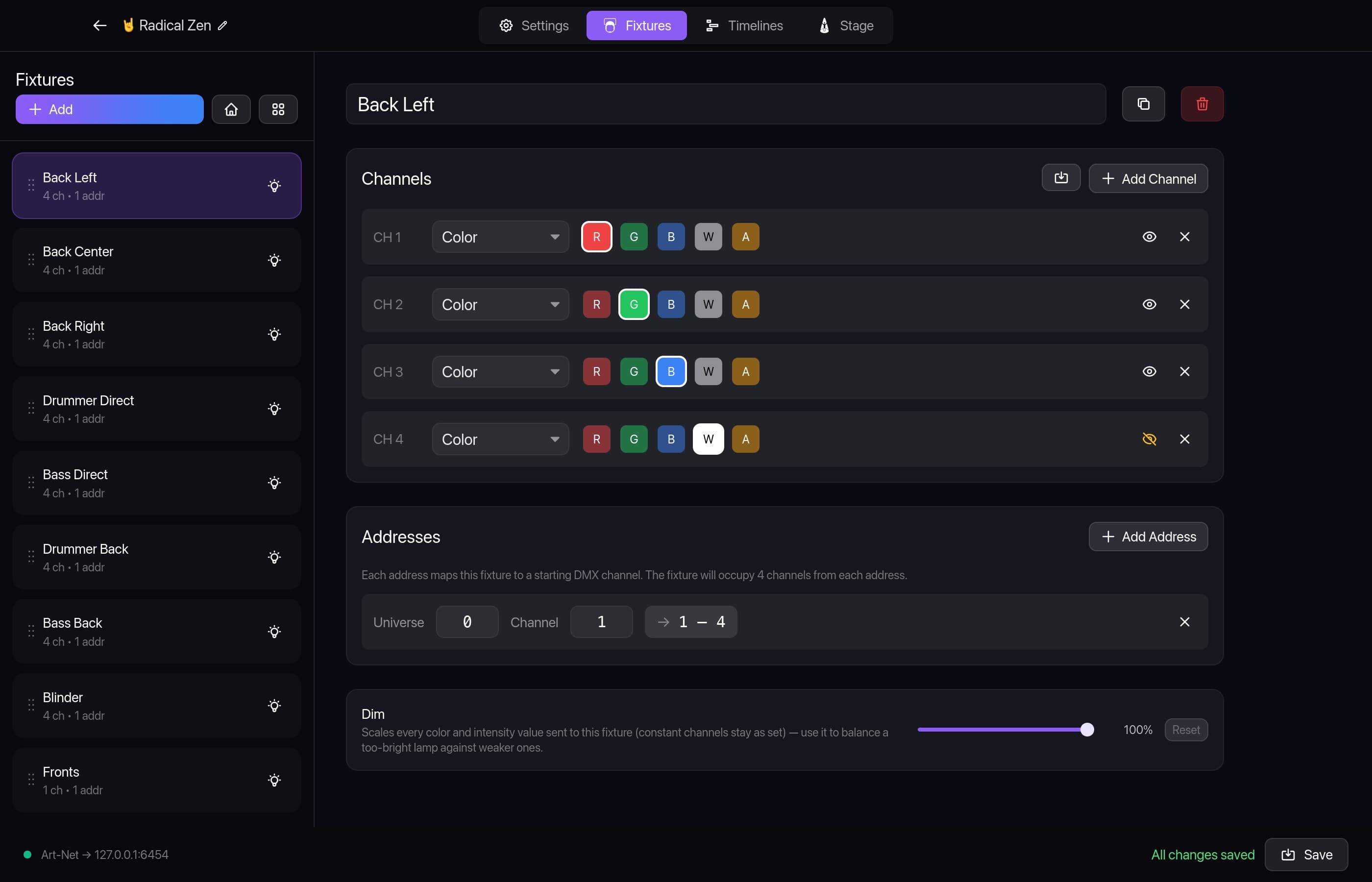 The Fixtures tab with numbered callouts